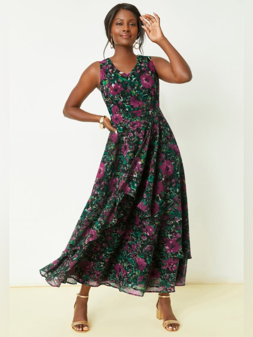 Jessica London Flyaway Maxi Dress Multicolor Floral Women’s Plus Size 28W NWOT